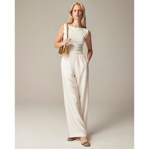 J. Crew Stratus Pant in Textured Satin (Ivory) - S
